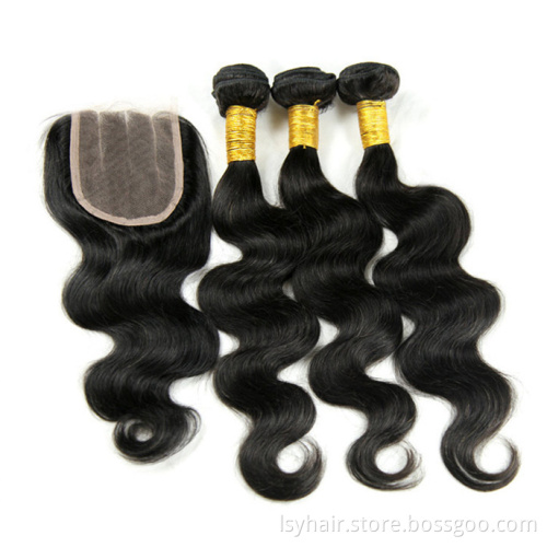 Factory vendor Virgin Brazilian Human hair extension bundles, Wholesale 100% Brazilian Virgin Sew in weave with Closure